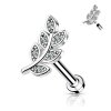 Steel - Labret - Crystal Leaf - Internally Threaded Silver 6 mm