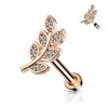 Steel - Labret - Crystal Leaf - Internally Threaded Rosegold 6 mm