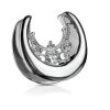 Steel - Plain Saddle Spreader Ear Plugs - Filigree with crystal 10 mm  silver