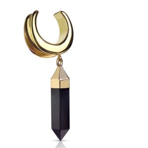 Gold Steel - Half-Tunnel - Onyx Pendant 16 mm