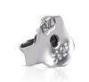 Silver - Ear stud - with round zirconia stone - 925 sterling silver