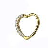 Gold steel - bendable earring - heart - crystals