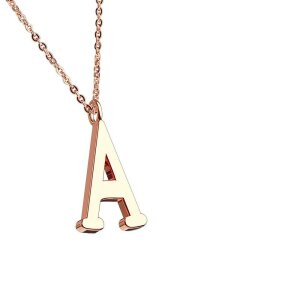 Stainless steel rose - necklace - letters  A