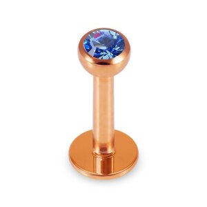 Rosegold Stahl - Labret abgerundet - Kristall