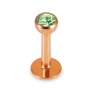 Rosegold Stahl - Labret abgerundet - Kristall