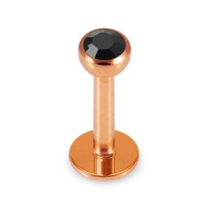 Rosegold Stahl - Labret abgerundet - Kristall