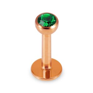 Rosegold Stahl - Labret abgerundet - Kristall