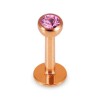 Rosegold Stahl - Labret abgerundet - Kristall