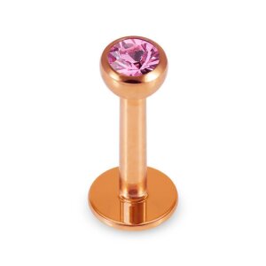 Rosegold Stahl - Labret abgerundet - Kristall 1,2 mm 6 mm 3 mm AQ