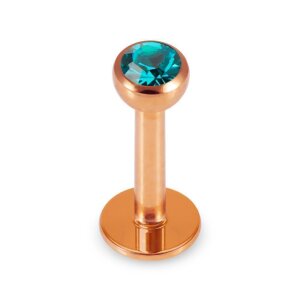 Rosegold Stahl - Labret abgerundet - Kristall 1,2 mm 6 mm 3 mm AQ