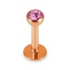 Rosegold Stahl - Labret abgerundet - Kristall 1,2 mm 6 mm 3 mm AQ