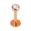 Rosegold Stahl - Labret abgerundet - Kristall 1,2 mm 6 mm 3 mm AQ