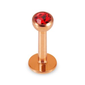 Rosegold Stahl - Labret abgerundet - Kristall 1,2 mm 6 mm 3 mm BZ