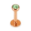 Rosegold Stahl - Labret abgerundet - Kristall 1,2 mm 6 mm 3 mm BZ