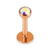 Rosegold Stahl - Labret abgerundet - Kristall 1,2 mm 6 mm 3 mm BZ