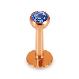 Rosegold Stahl - Labret abgerundet - Kristall 1,2 mm 8 mm 3 mm AQ