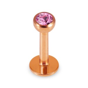 Rosegold Stahl - Labret abgerundet - Kristall 1,2 mm 8 mm 3 mm AQ