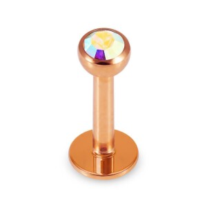 Rosegold Stahl - Labret abgerundet - Kristall 1,2 mm 8 mm 3 mm AQ