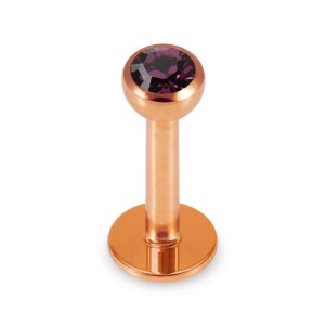 Rosegold Stahl - Labret abgerundet - Kristall 1,2 mm 8 mm 3 mm AQ