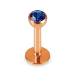 Rosegold Stahl - Labret abgerundet - Kristall 1,2 mm 8 mm 3 mm AQ