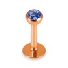 Rosegold Stahl - Labret abgerundet - Kristall 1,2 mm 8 mm 3 mm AQ