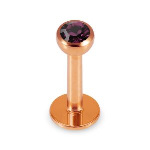 Rosegold Stahl - Labret abgerundet - Kristall 1,2 mm 8 mm 3 mm PL