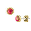 Gold steel - stud earrings - opal pink