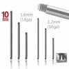 1,6 mm - 15 mm - Titan - Barbell - ohne Kugeln - 10er Pack