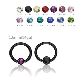 Black Steel - BCR ball closure ring - crystal - 1,6 mm 10 mm - 4 mm - RD