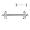 Steel - Nipple Bar - Flower Head with Crystal steel