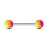 Stahl - Barbell - Zungenbarbell - zweifarbig mit Gummibeschichtung Pink/Yellow