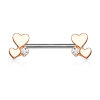 Steel - Nipple Bar - Cluster Heart - Crystal Rosegold