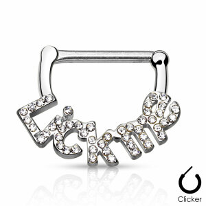 Stahl - Nipple Bar - "Lick Me" - Crystal Steel/CC