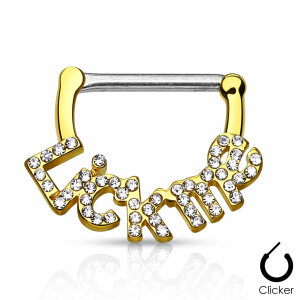 Stahl - Nipple Bar - "Lick Me" - Crystal Gold/CC