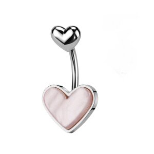 Steel - Banana - Double Heart - Mother of Pearl Steel/Pink