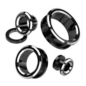 Black Steel - tunnel - with black / silver border 12 mm