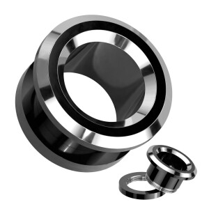 Black Steel - tunnel - with black / silver border 12 mm