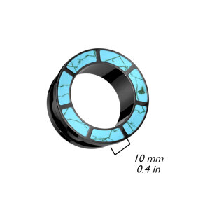 Black Steel - tunnel - with turquoise edge 14 mm