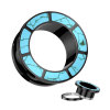 Black Steel - tunnel - with turquoise edge 14 mm