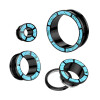 Black Steel - tunnel - with turquoise edge 22 mm