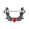 Steel - Nipple Bar - Angel Wings - Heart - Crystal RD