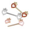 Steel - Nipple Bar - Heart with Crown - Crystal Steel