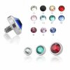 4,0 mm RC - Rainbow Colour/ Regenbogen - Titan - Dermal Anchor Flat-Disc - Kristall - 1,0 mm