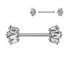 Stahl - Nipple Bar - Baguette Krone - Kristall Stahl