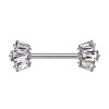 Stahl - Nipple Bar - Baguette Krone - Kristall Stahl