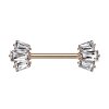 Steel - Nipple Bar - Baguette Crown - CC Crystal Rosegold