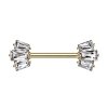 Steel - Nipple Bar - Baguette Crown - CC Crystal Gold