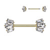 Steel - Nipple Bar - Baguette Crown - CC Crystal Gold