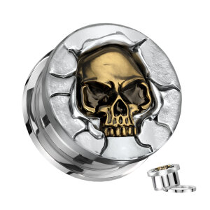 Steel - Screw Fit Tunnel - Protruding Bronze Skull 8 mm