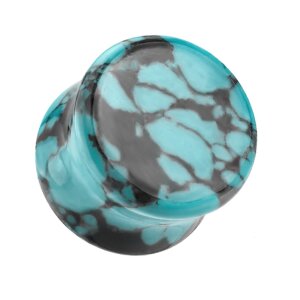 Teal Black Turquoise Double Flare Stone Plug 12 mm